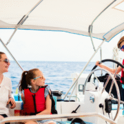glow-in-the-dark yacht party with neon lights